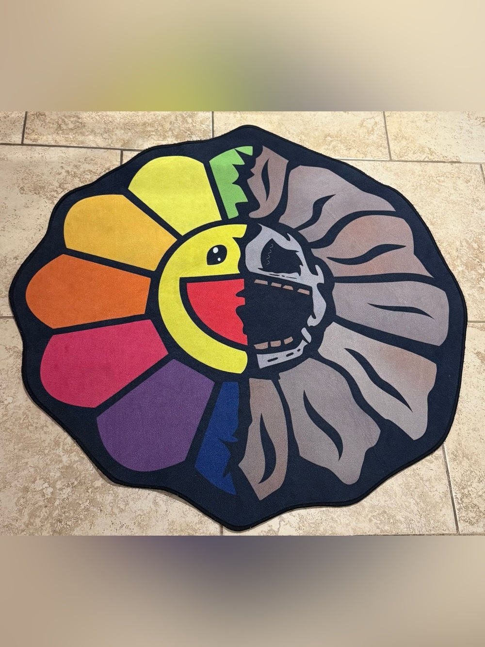 Rainbow Sunflower Split-Face Graphic Rug Floor Mat